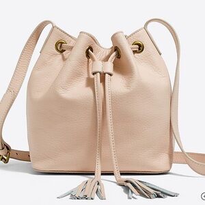 NWT J. Crew Factory Leather bucket bag with tassels in Buff